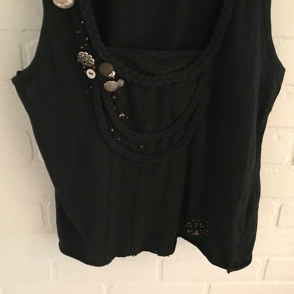 Axara Women’s Tank top Grungy Y2k Black embellished Art-Wear Artsy Sz M - Picture 7 of 8